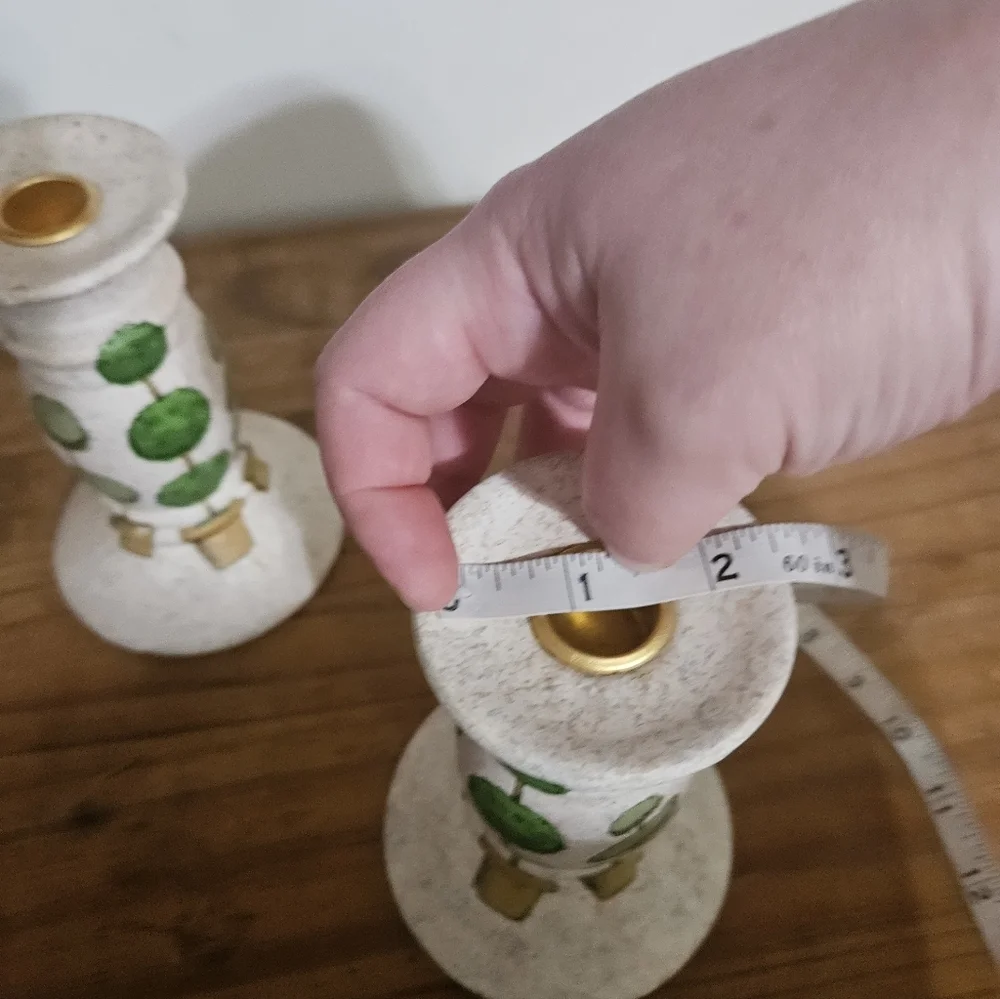Vintage Ceramic Set Of 2 Plant Taper Candle Holders!